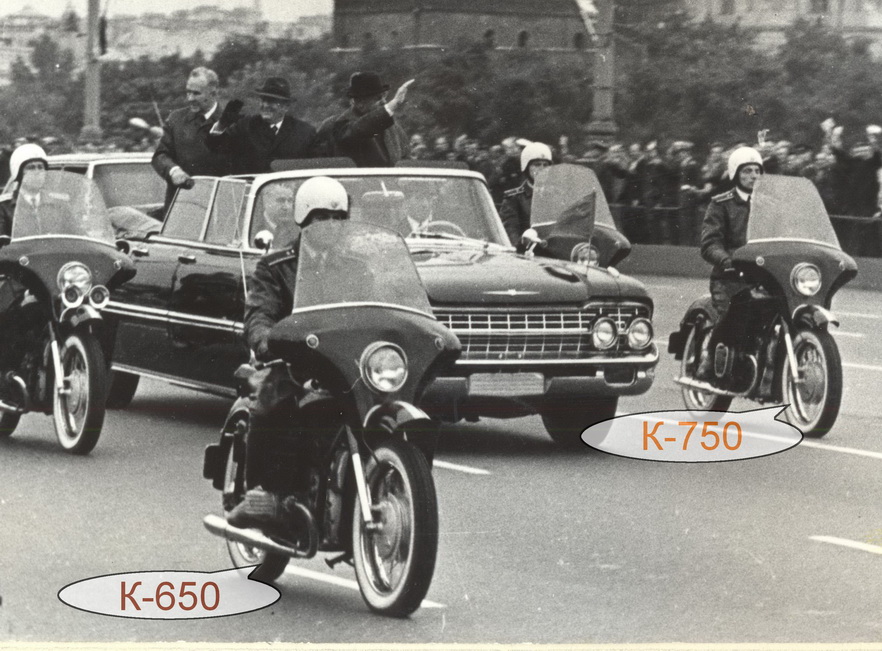 Мотоциклы К-750М, модификация «эскорт», и псевдо-К-650 «Днепр» «эскорт» на службе почетного эскорта [3]